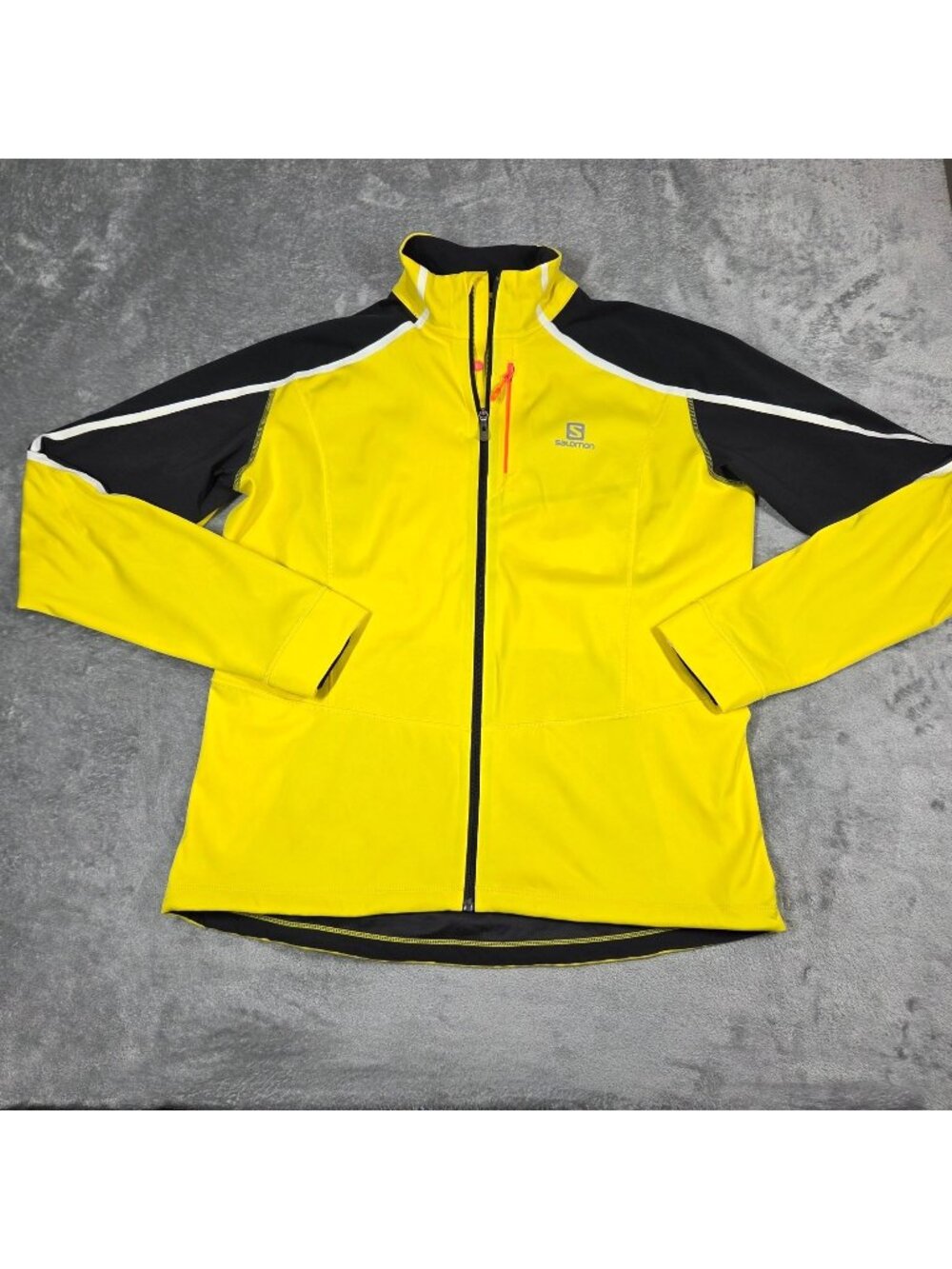 Salomon Jacket Mens XL Yellow Climawind Fitted Softshell Windbreaker Running